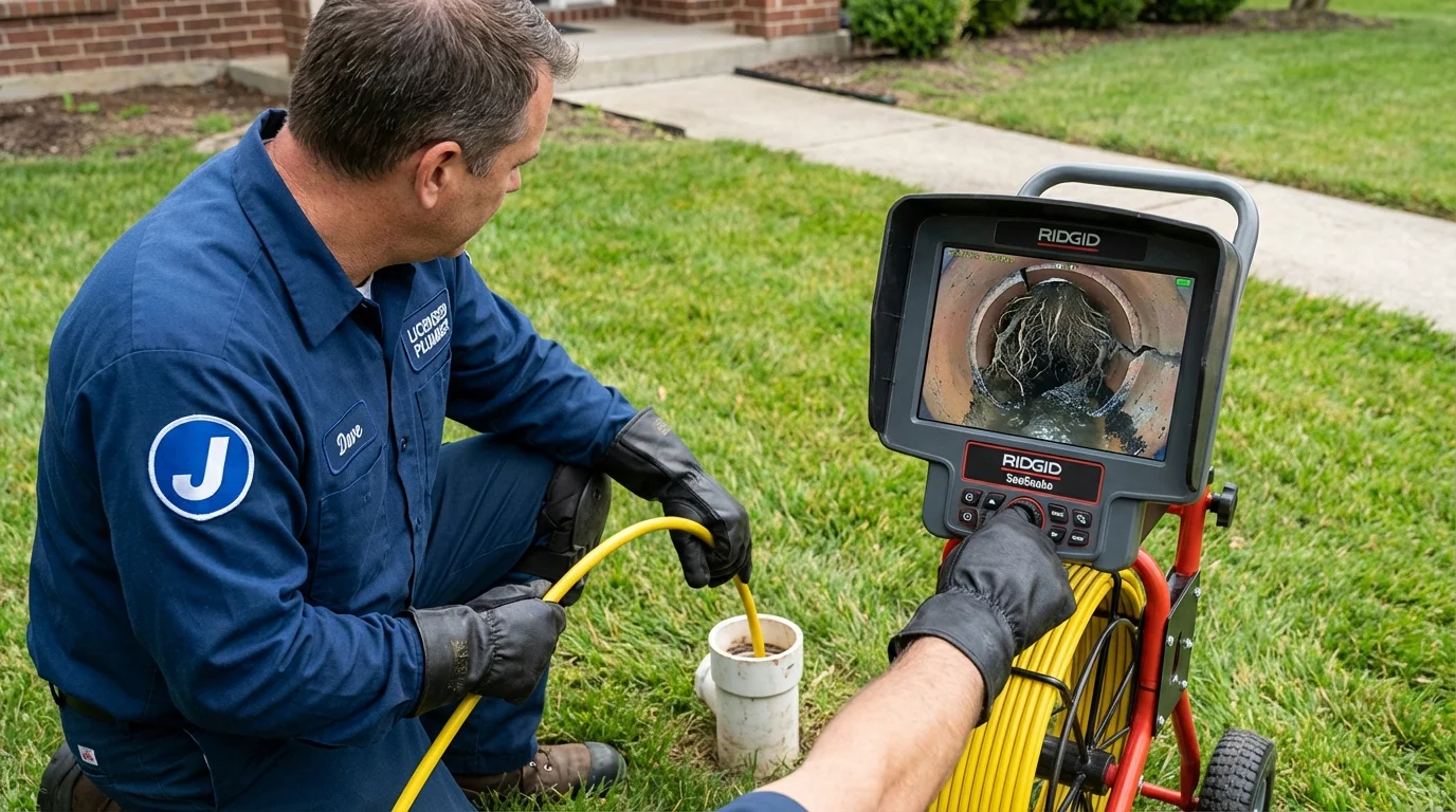 Sewer camera inspection being performed by Johns Plumbing LLC in Carthage